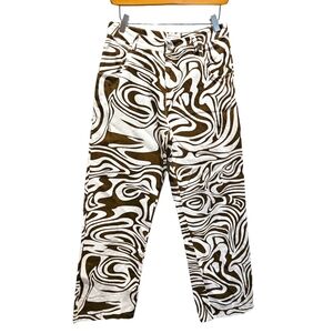 Love‎ & Harmony Wavy Printed Brown & White Straight Leg Pants
